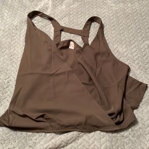 Olive green deep plunge top